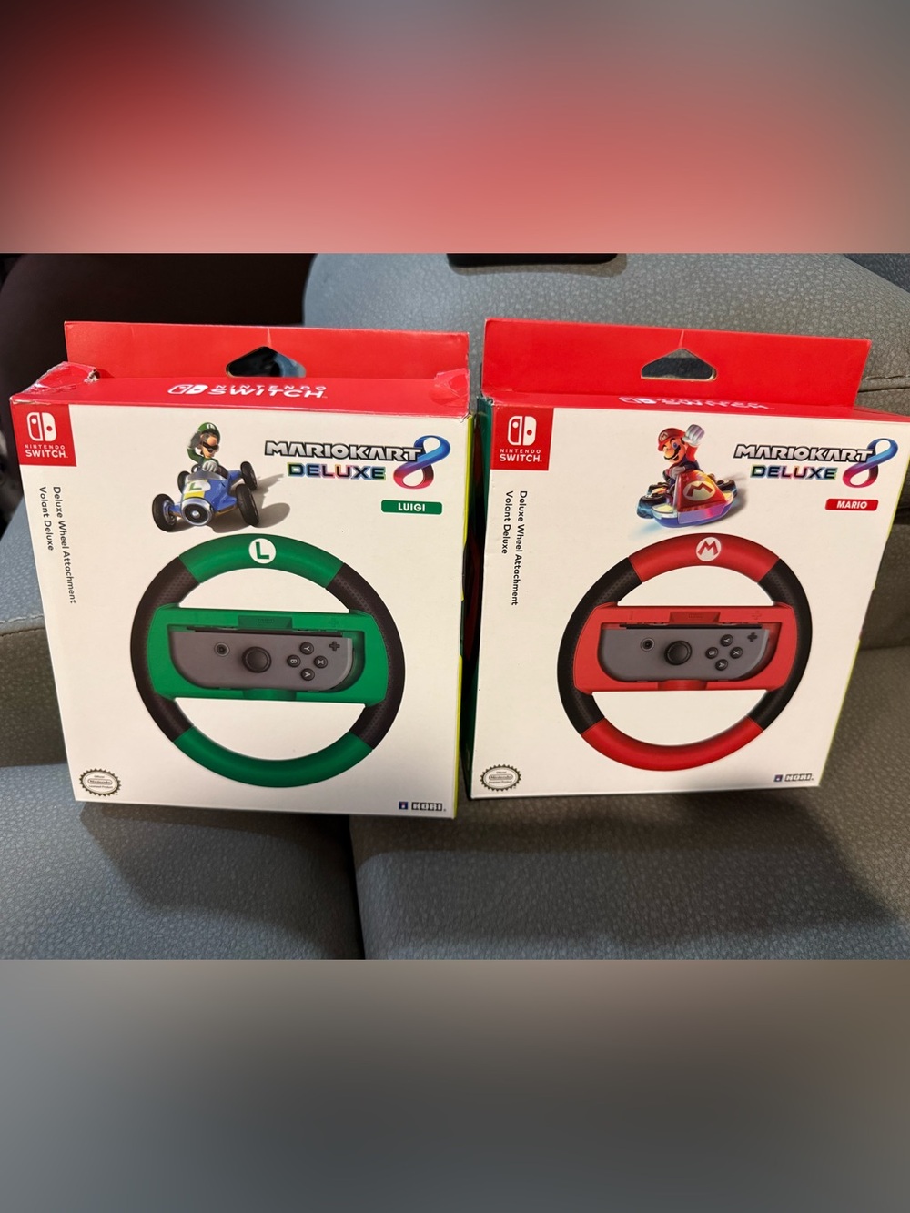 Nintendo Mario Kart Deluxe Steering Wheels - Red & Green Joy-Con Wheels